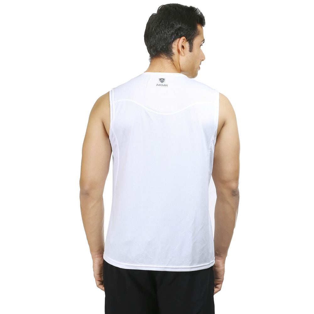 ARMR Mens White SPORT SLEEVELESS TEE