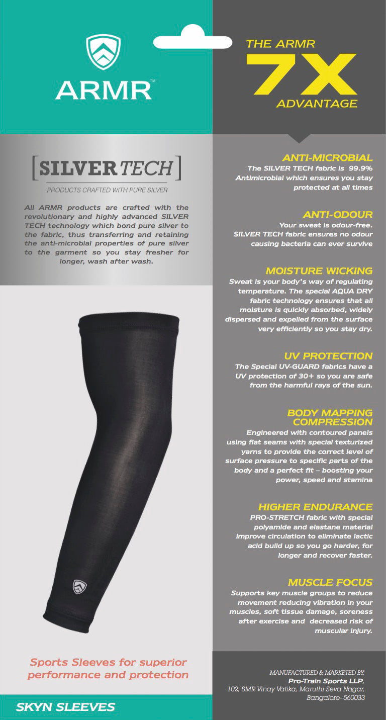 ARMR Junior Unisex Pair of 2 GREY SKYN Arm Sleeves