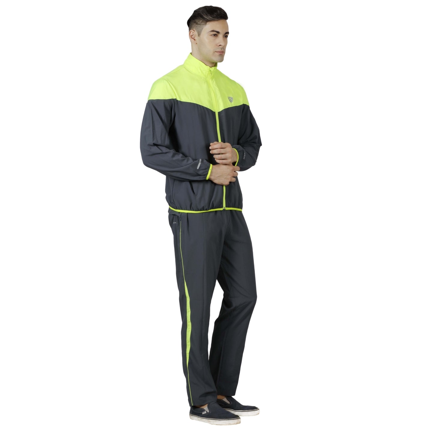 ARMR Mens Graphite/Neon Green SPORT TRAINING JACKET - V-Front