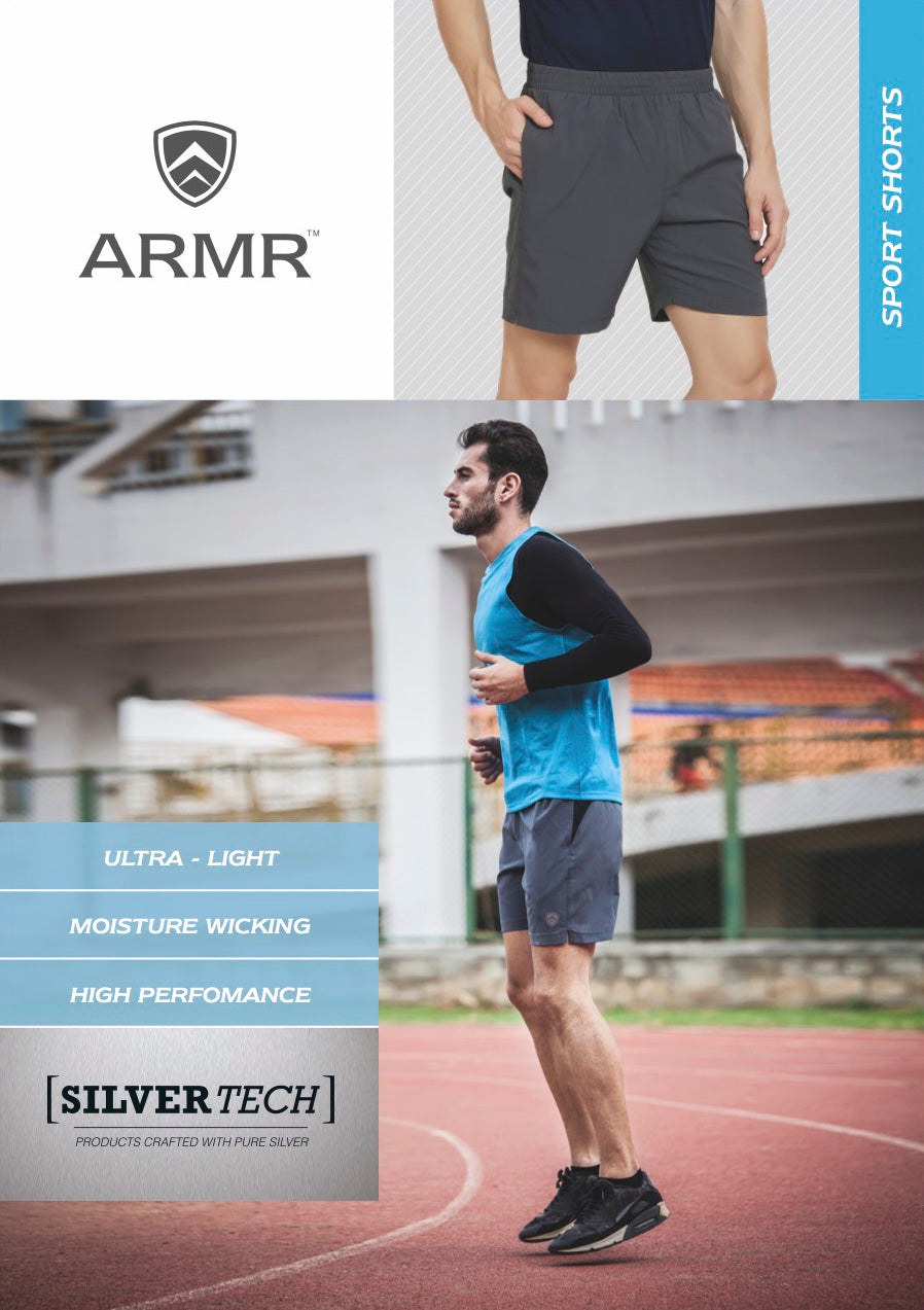 ARMR Mens Graphite/Neon Green SPORT TRAINING SHORTS