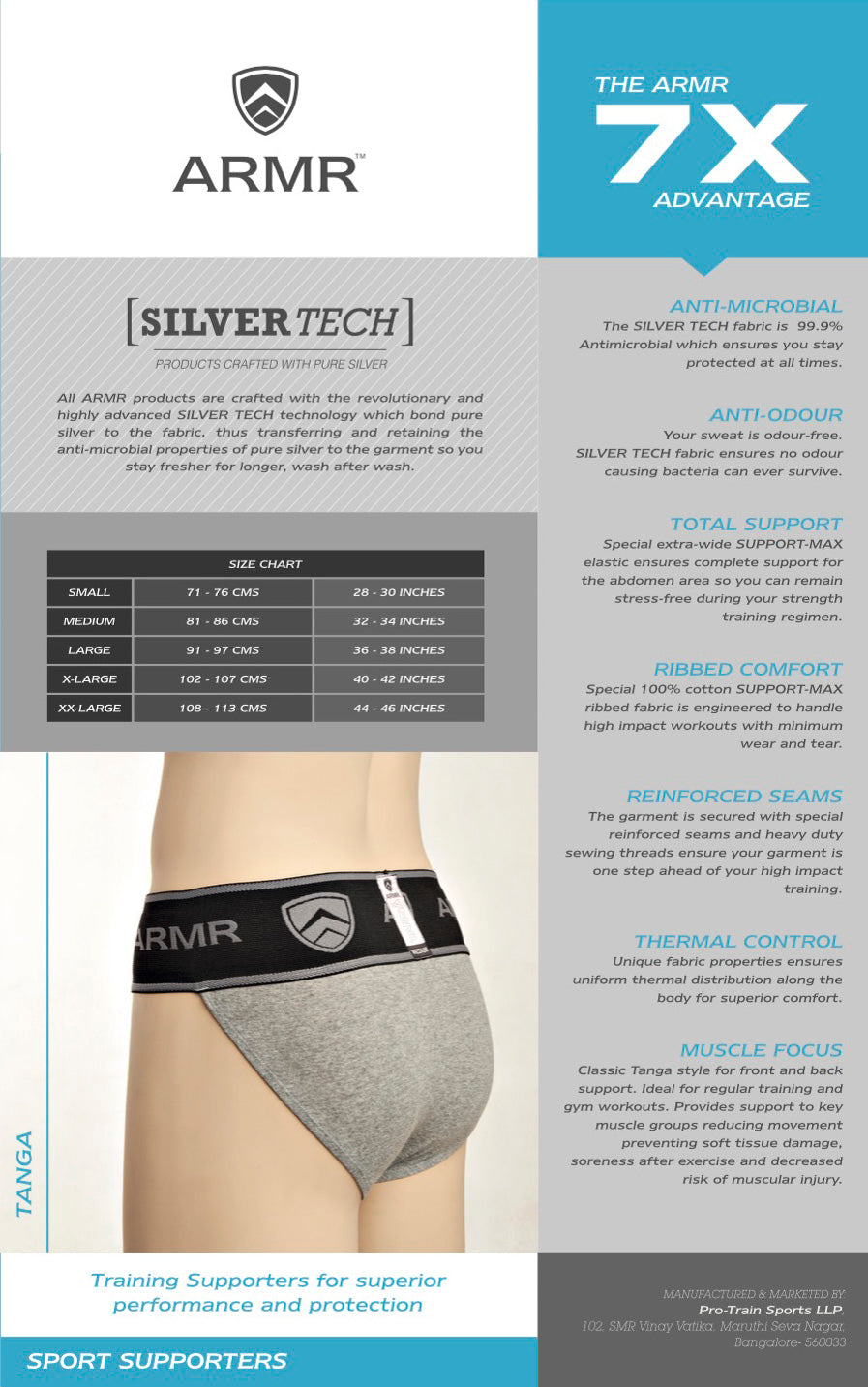 ARMR Men GREY SPORT Supporter Tanga 