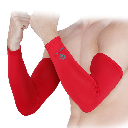 ARMR Unisex Pair of 2 RED SKYN Arm Sleeves