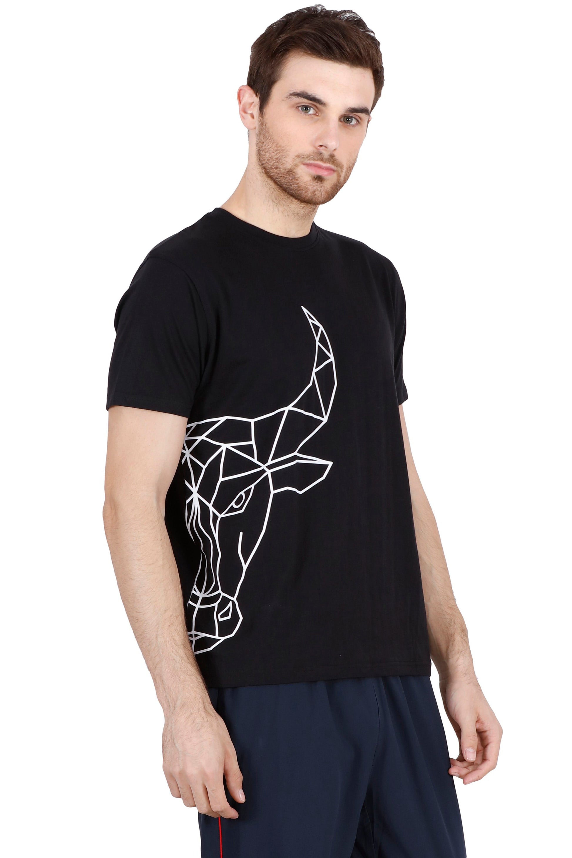 BENGALURU BULLS BLACK PREMIUM HALF-FACE BULL TEE 